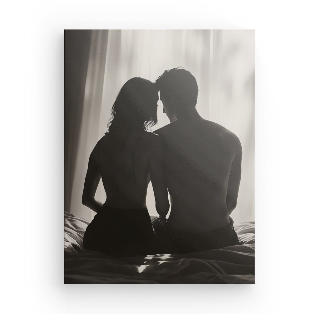 Tableau Couple de Dos Amour Sensuel Noir et Blanc