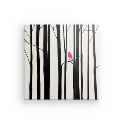 Tableau dessin noir et blanc oiseau rose
