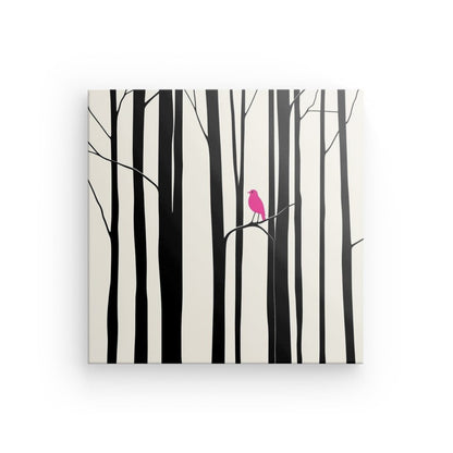 Poster Affiche dessin noir et blanc oiseau rose