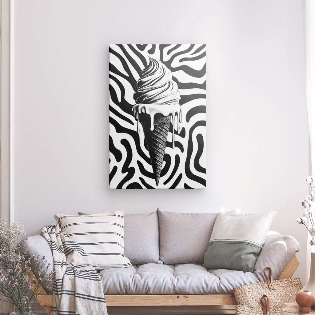 Poster Affiche Glace Ice Cream Pop Art Noir et Blanc
