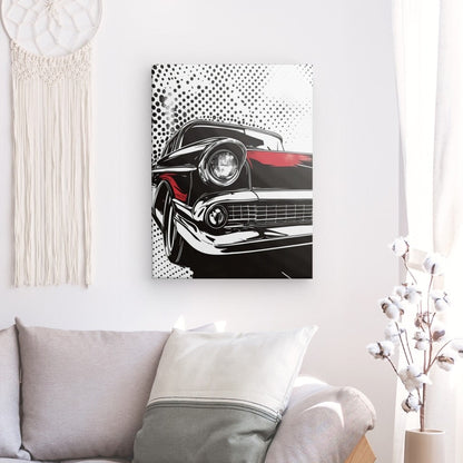 Poster Affiche voiture pop art noir blanc et rouge