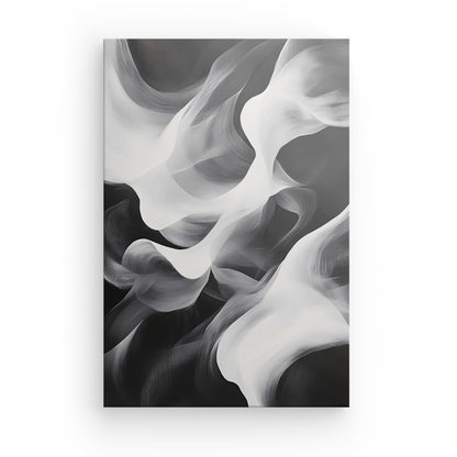 Tableau vagues blanches fond noir style abstrait