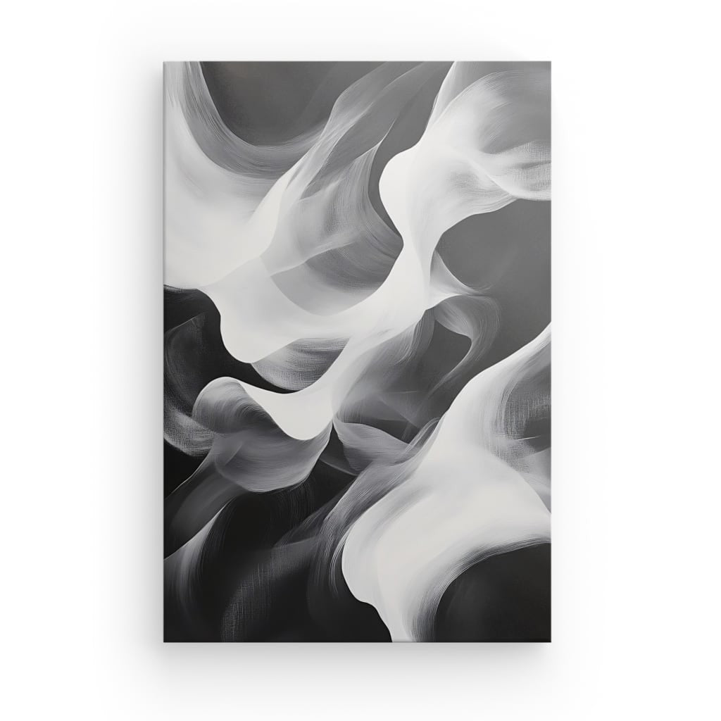 Poster Affiche vagues blanches fond noir style abstrait