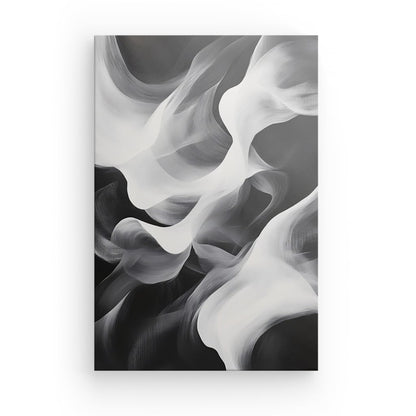 Poster Affiche vagues blanches fond noir style abstrait