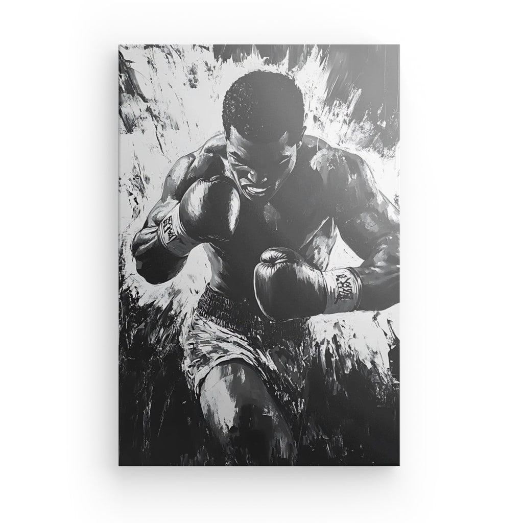 Poster Affiche dessin boxeur noir et blanc