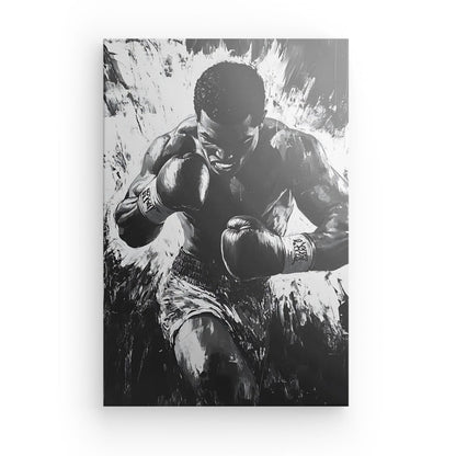 Poster Affiche dessin boxeur noir et blanc