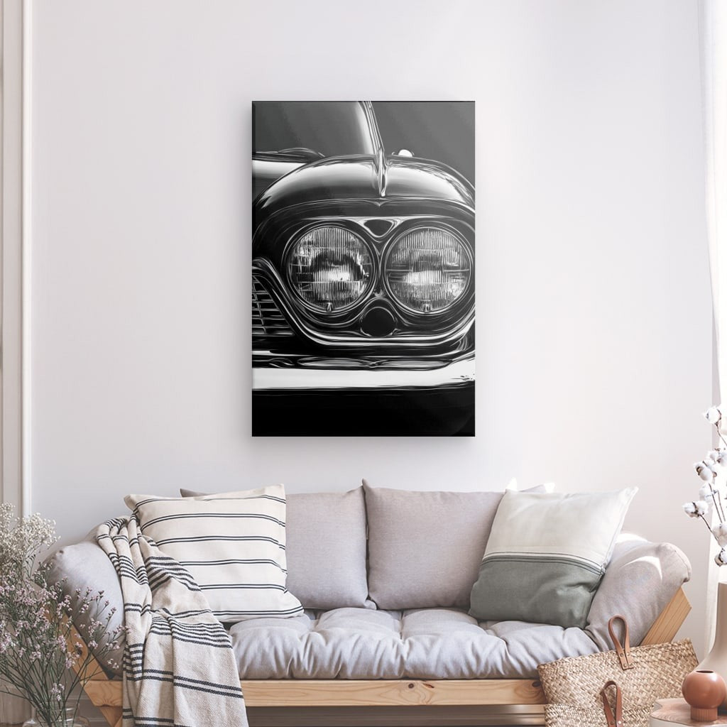 Tableau voiture collection gros plan noir et blanc Univers Noir et Blanc 
