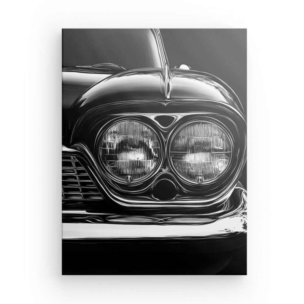 Tableau voiture collection gros plan noir et blanc
