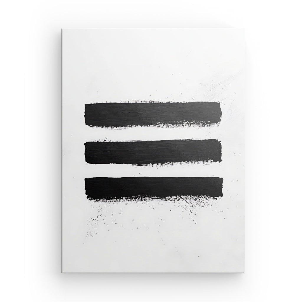 Tableau minimaliste traits de peinture noirs fond blanc