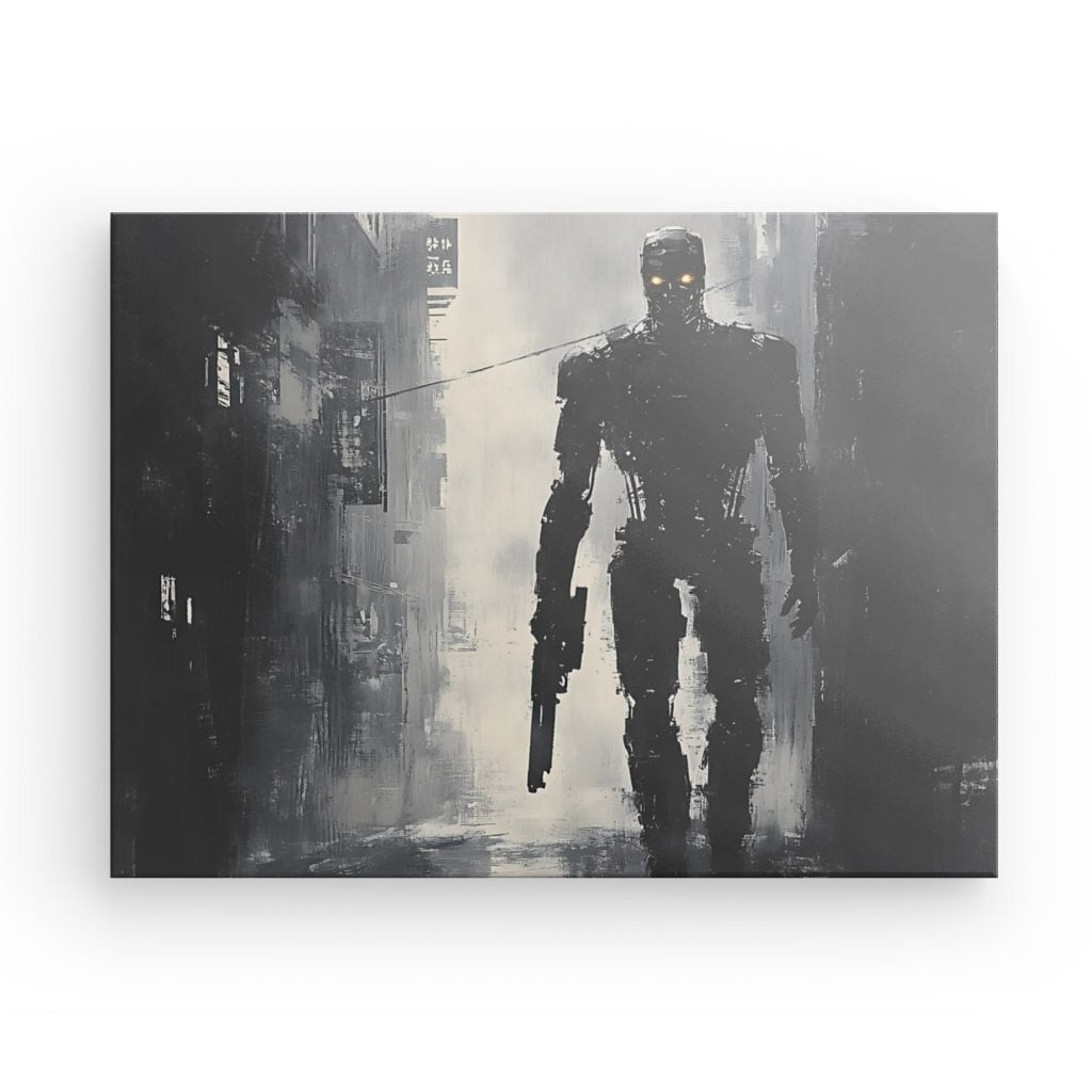 Tableau Terminator peinture monochrome Univers Noir et Blanc 