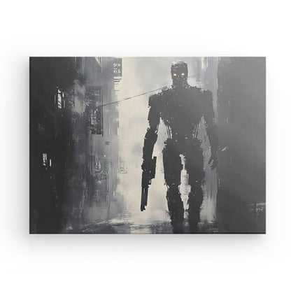 Tableau Terminator peinture monochrome Univers Noir et Blanc 