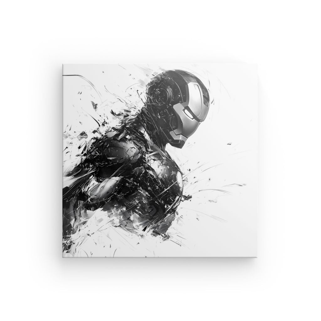 Tableau dessin moderne Iron Man Monochrome Univers Noir et Blanc 