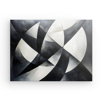 Tableau lignes abstraites formes géométriques monochromes