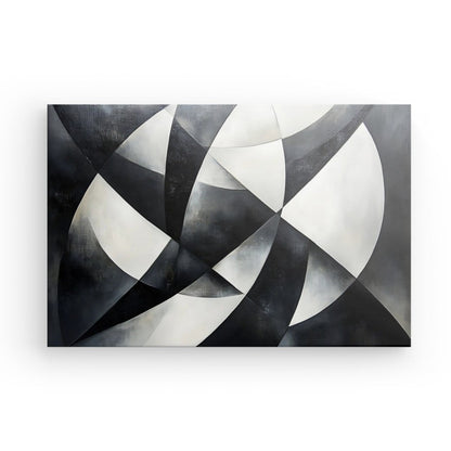 Tableau lignes abstraites formes géométriques monochromes Univers Noir et Blanc 