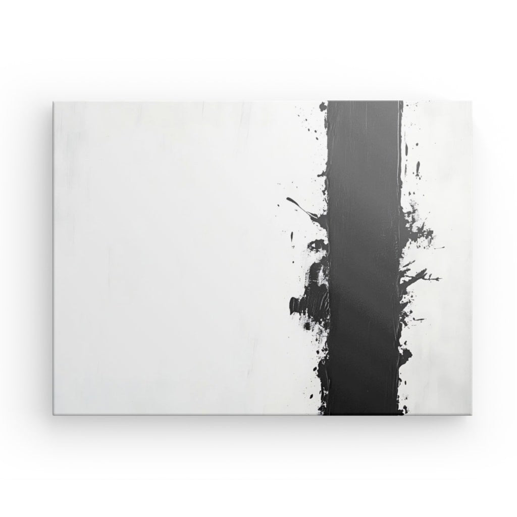 Tableau peinture moderne bandeau noir fond blanc