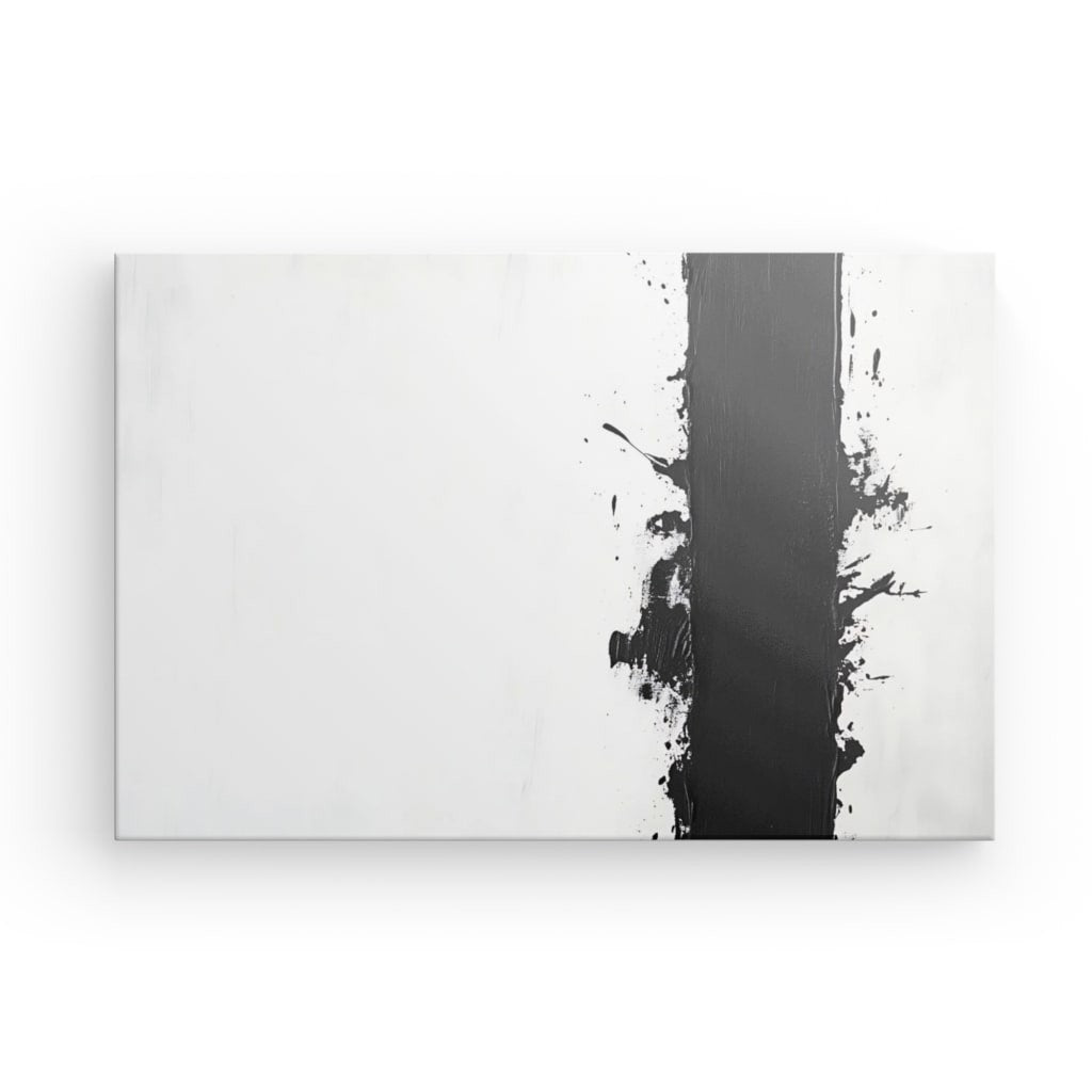 Tableau peinture moderne bandeau noir fond blanc Univers Noir et Blanc 