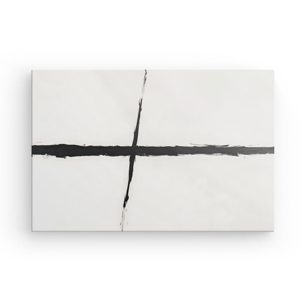 Tableau moderne design minimaliste traits noirs Univers Noir et Blanc 