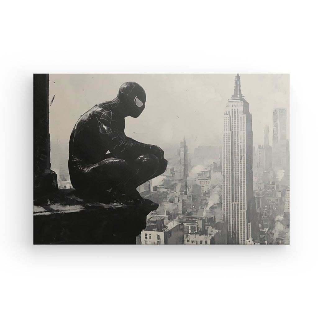 Tableau dessin Spiderman paysage sépia Univers Noir et Blanc 