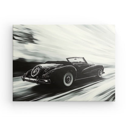 Tableau voiture ancienne vitesse peinture noir et blanc