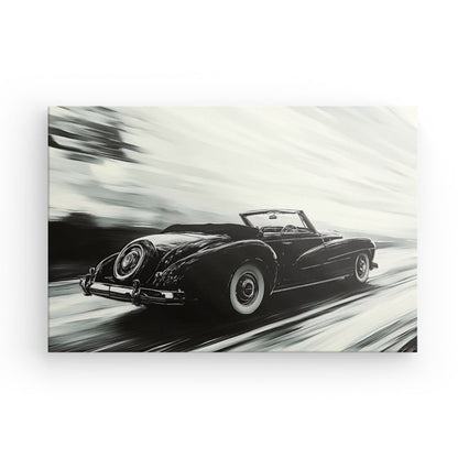 Tableau voiture ancienne vitesse peinture noir et blanc
