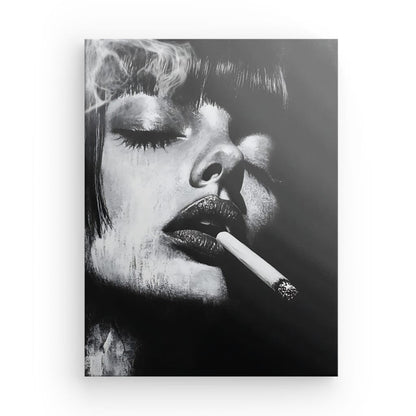 Tableau Mia Wallace Pulp Fiction portrait noir et blanc