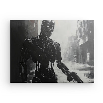 Tableau peinture Terminator robot humanoïde monochrome