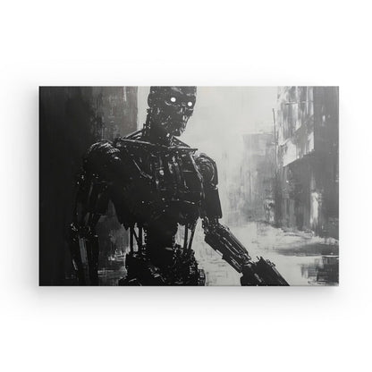 Tableau peinture Terminator robot humanoïde monochrome