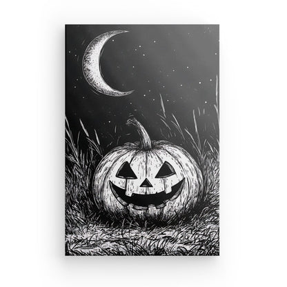 Tableau dessin citrouille Halloween noir et blanc