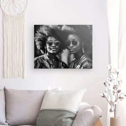 Portrait Femmes Afro 80's Lunettes de Soleil Cool Design Noir et Blanc - #tag1# - #tag2# 