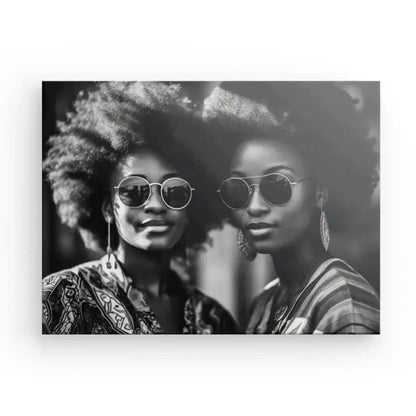 Portrait Femmes Afro 80's Lunettes de Soleil Cool Design Noir et Blanc - #tag1# - #tag2# 