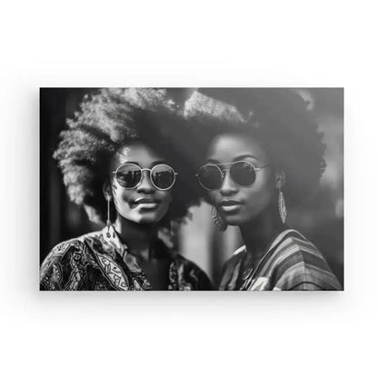 Portrait Femmes Afro 80's Lunettes de Soleil Cool Design Noir et Blanc - #tag1# - #tag2# 