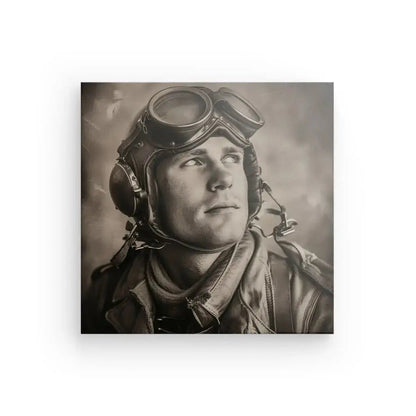 Portrait Sépia Aviateur Guerre Vintage Noir et Blanc - Univers Noir et Blanc - #tag1# - #tag2# - #tag3#