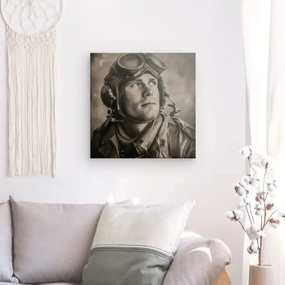 Portrait Sépia Aviateur Guerre Vintage Noir et Blanc - Univers Noir et Blanc - #tag1# - #tag2# - #tag3#