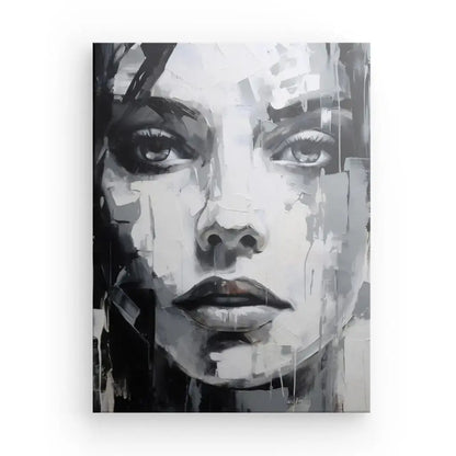 Portrait Visage Femme Peinture Moderne Art Noir et Blanc - Univers Noir et Blanc - #tag1# - #tag2# - #tag3#