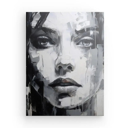 Portrait Visage Femme Peinture Moderne Art Noir et Blanc - Univers Noir et Blanc - #tag1# - #tag2# - #tag3#
