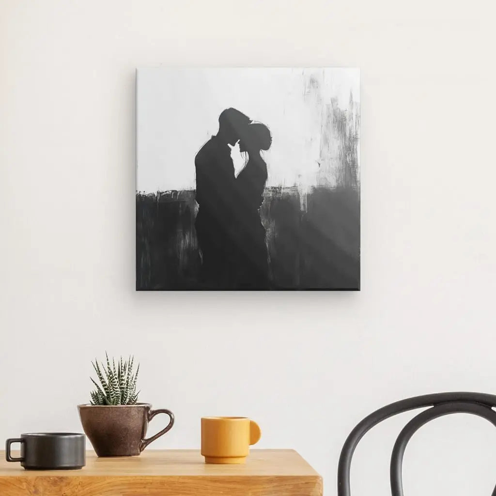 Tableau Couple Peinture Silhouettes Noir et Blanc Univers Noir et Blanc 