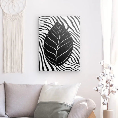 Tableau Dessin Feuille Art Moderne Monochrome Univers Noir et Blanc 