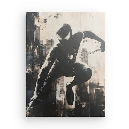 Tableau Spiderman Peinture Monochrome Univers Noir et Blanc 