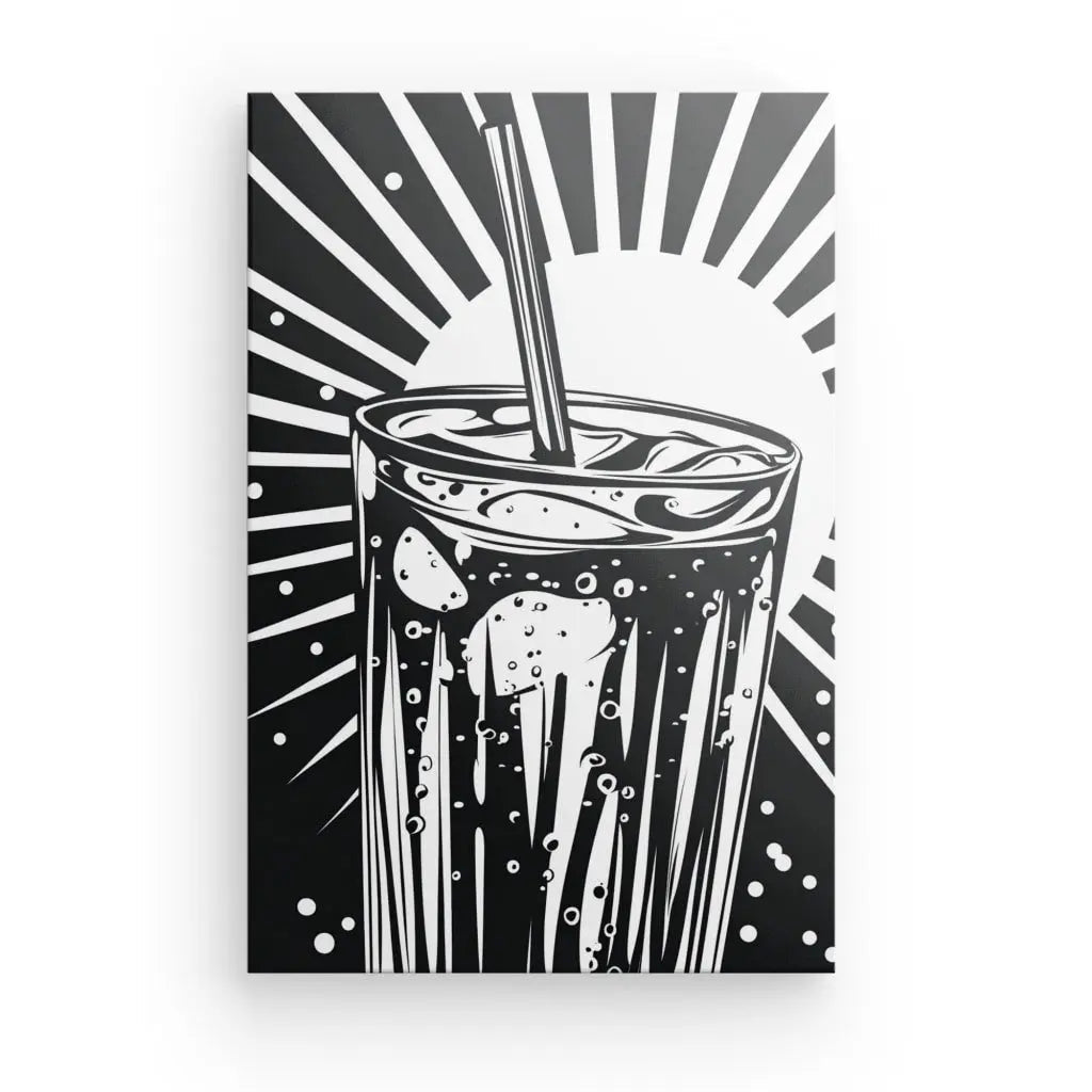 Tableau Verre Soda Vacances Pop Art Noir et Blanc Univers Noir et Blanc 