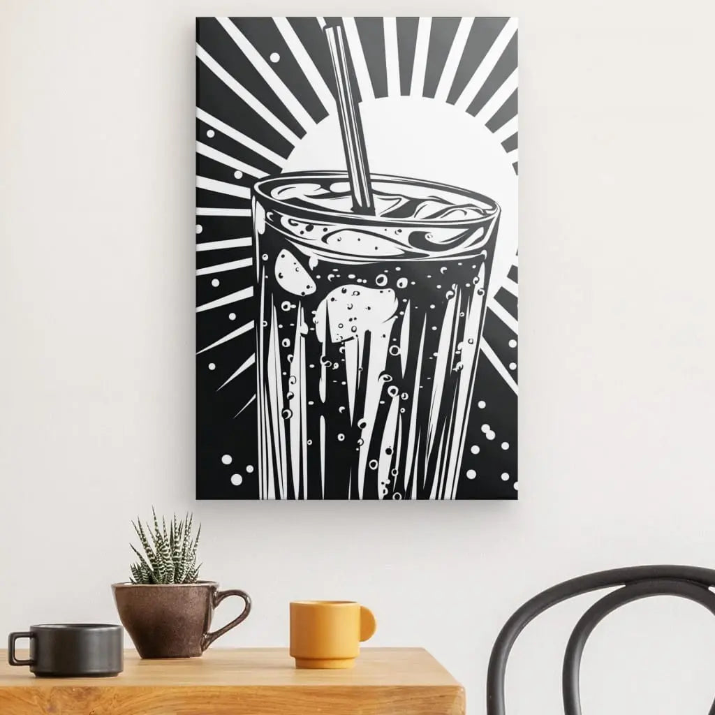 Tableau Verre Soda Vacances Pop Art Noir et Blanc Univers Noir et Blanc 