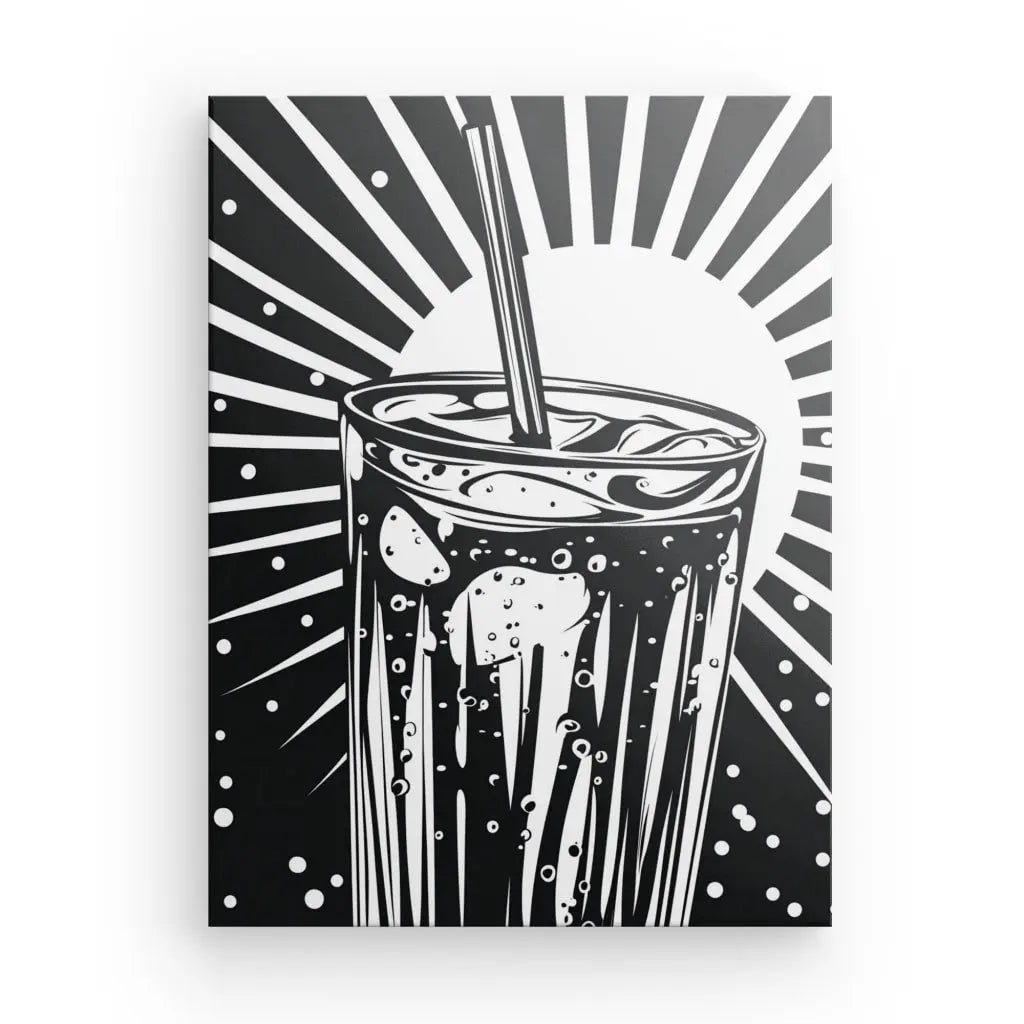 Tableau Verre Soda Vacances Pop Art Noir et Blanc Univers Noir et Blanc 