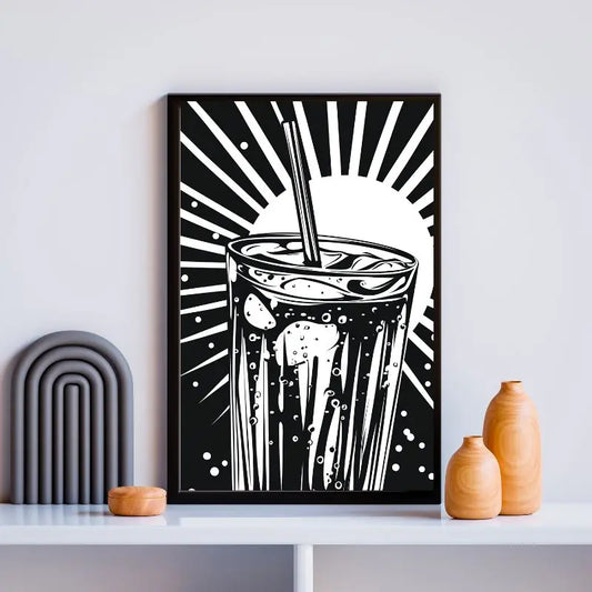 Tableau Verre Soda Vacances Pop Art Noir et Blanc Univers Noir et Blanc 