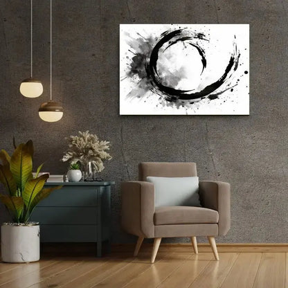 Tableau Abstrait Art Japonais Peinture Asiatique Minimaliste Noir et Blanc - Univers Noir et Blanc - #tag1# - #tag2# - #tag3#