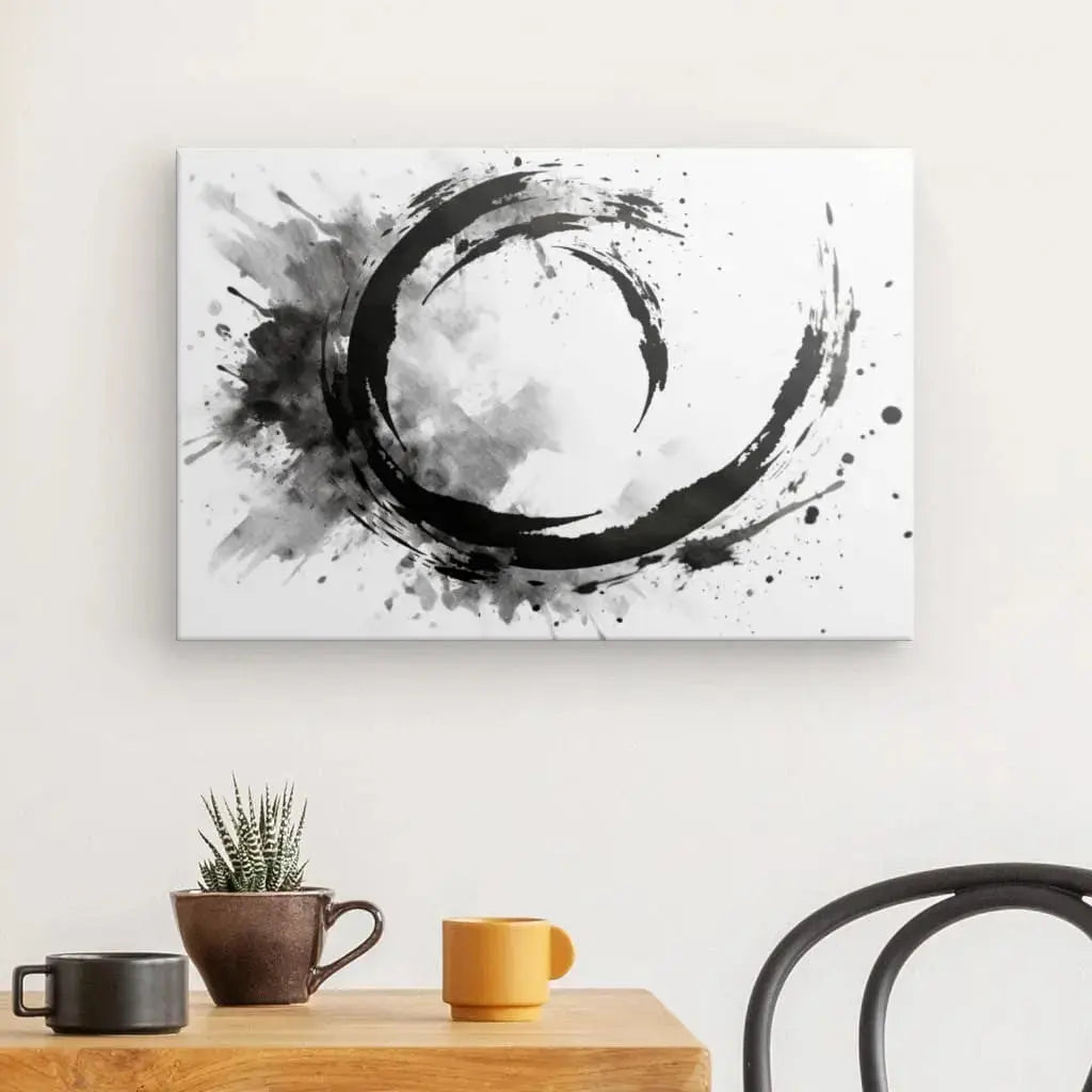 Tableau Abstrait Art Japonais Peinture Asiatique Minimaliste Noir et Blanc - Univers Noir et Blanc - #tag1# - #tag2# - #tag3#