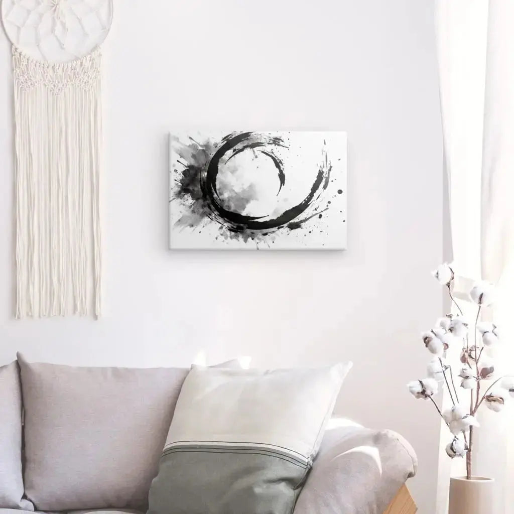 Tableau Abstrait Art Japonais Peinture Asiatique Minimaliste Noir et Blanc - Univers Noir et Blanc - #tag1# - #tag2# - #tag3#