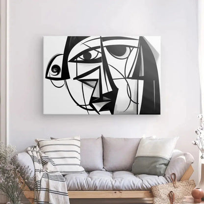 Tableau Abstrait Style Picasso Cubisme Moderne Noir et Blanc - Univers Noir et Blanc - #tag1# - #tag2# - #tag3#
