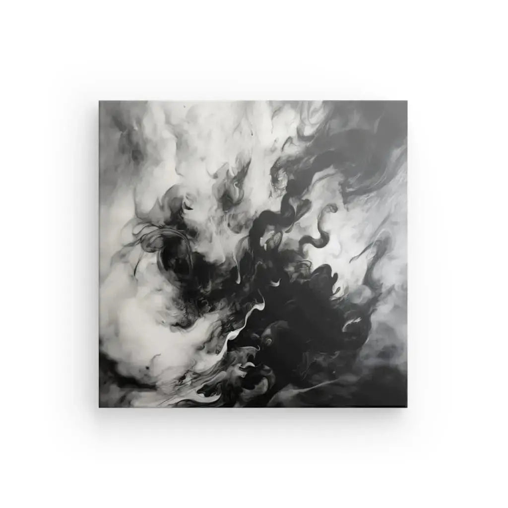 Tableau Abstrait Volutes Fumées Monochromes - Univers Noir et Blanc - #tag1# - #tag2# - #tag3#