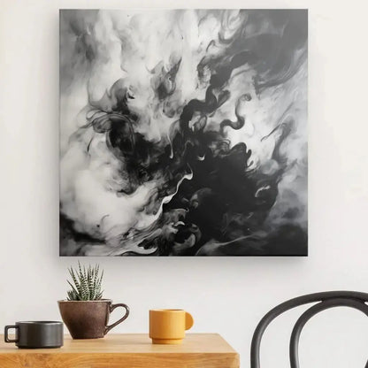 Tableau Abstrait Volutes Fumées Monochromes - Univers Noir et Blanc - #tag1# - #tag2# - #tag3#