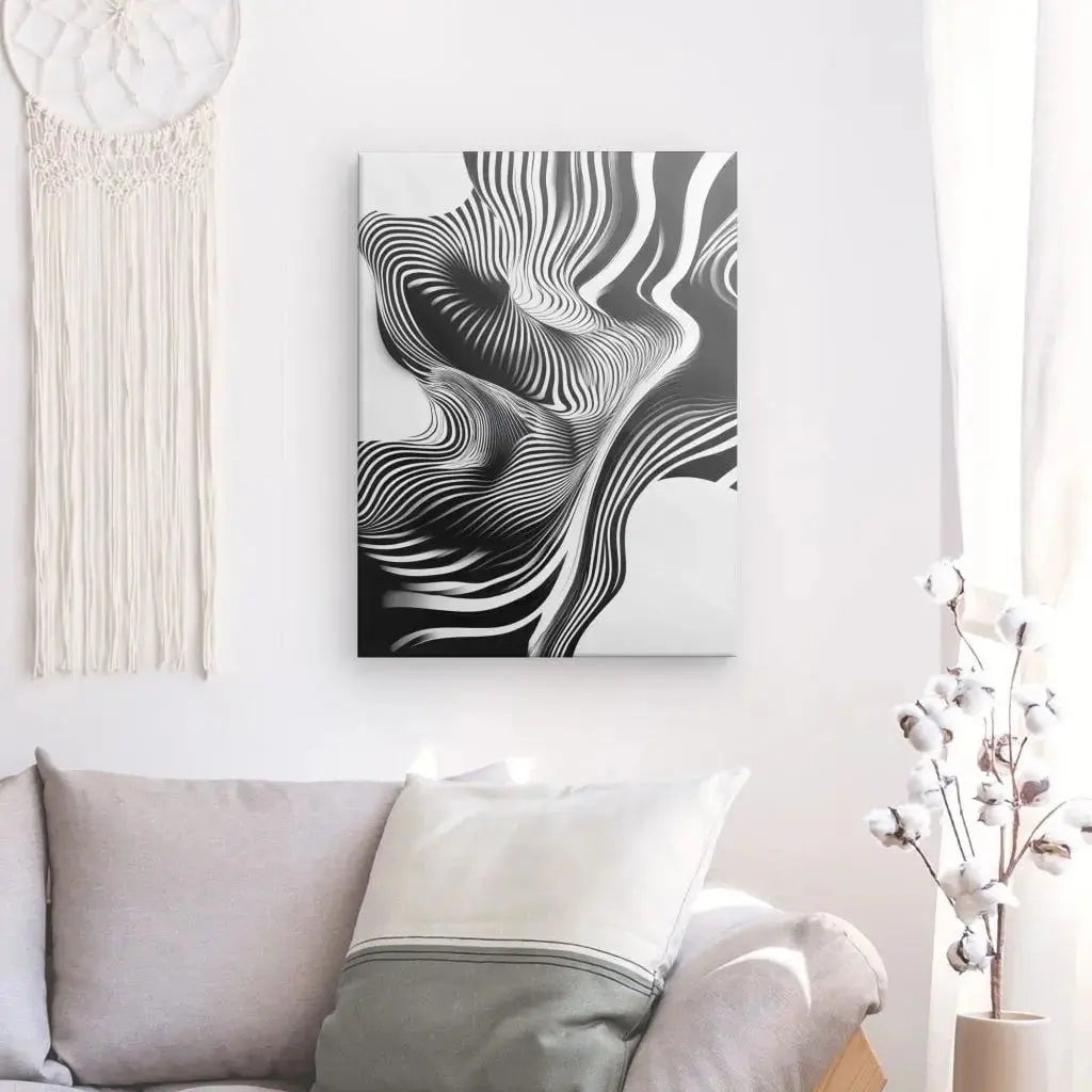 Tableau Abstrait Zébrures Noir et Blanc - Univers Noir et Blanc - #tag1# - #tag2# - #tag3#