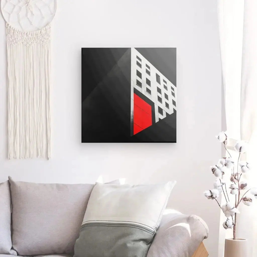 Tableau Architecture Style Rétro Noir Blanc Rouge - Univers Noir et Blanc - #tag1# - #tag2# - #tag3#